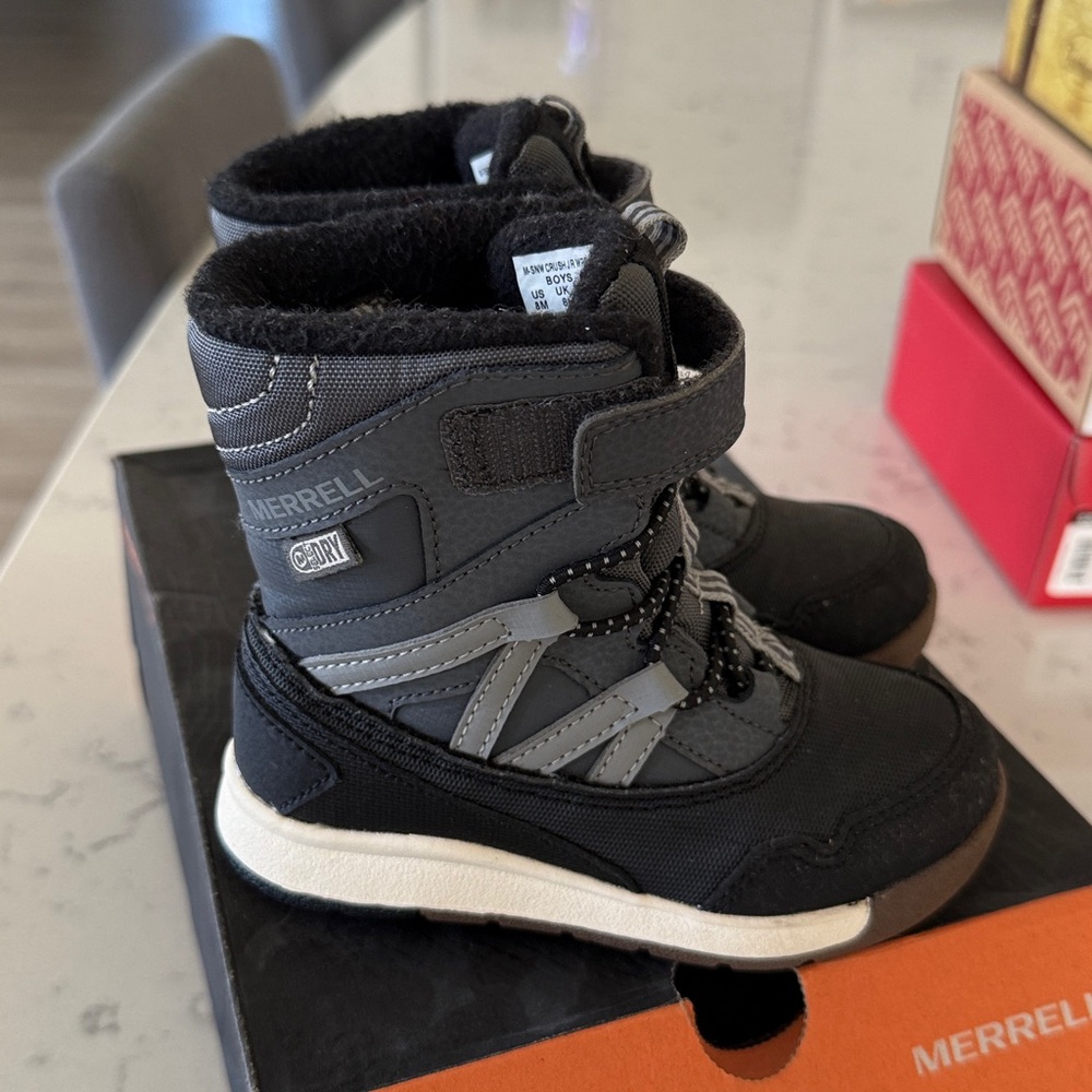 Merrell Toddler M-Snow CRUSH JR waterproof grey/black 8 New - Picture 4 of 9